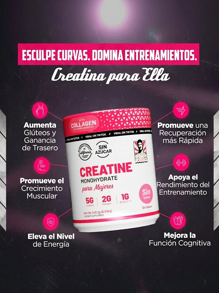 Creatina para Mujer + Colágeno | Esculpí tus Curvas y Glúteos | 3 en 1