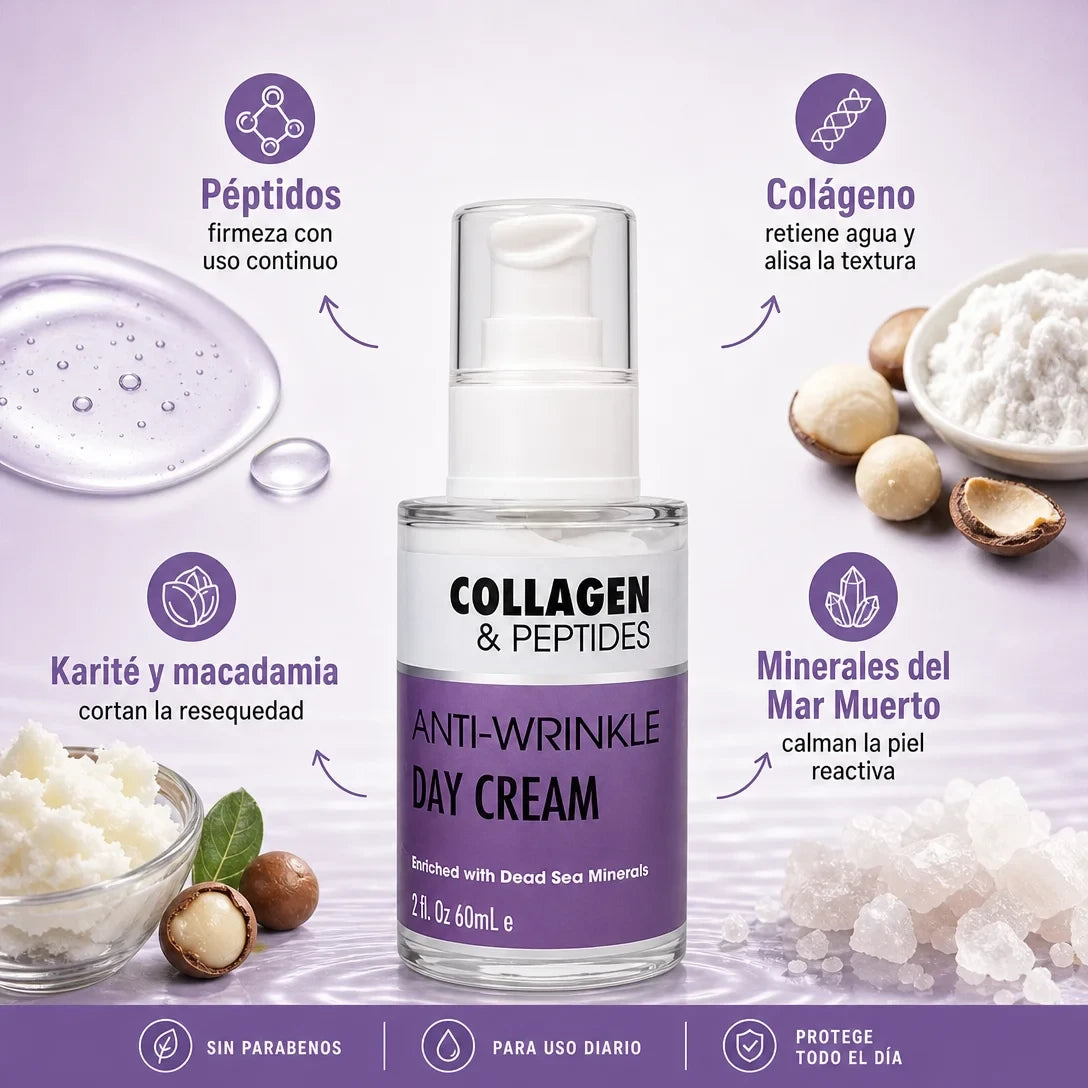 Crema Antiarrugas de Día Collagen & Peptides — Hidrata, Reafirma, Ilumina | 60 ml