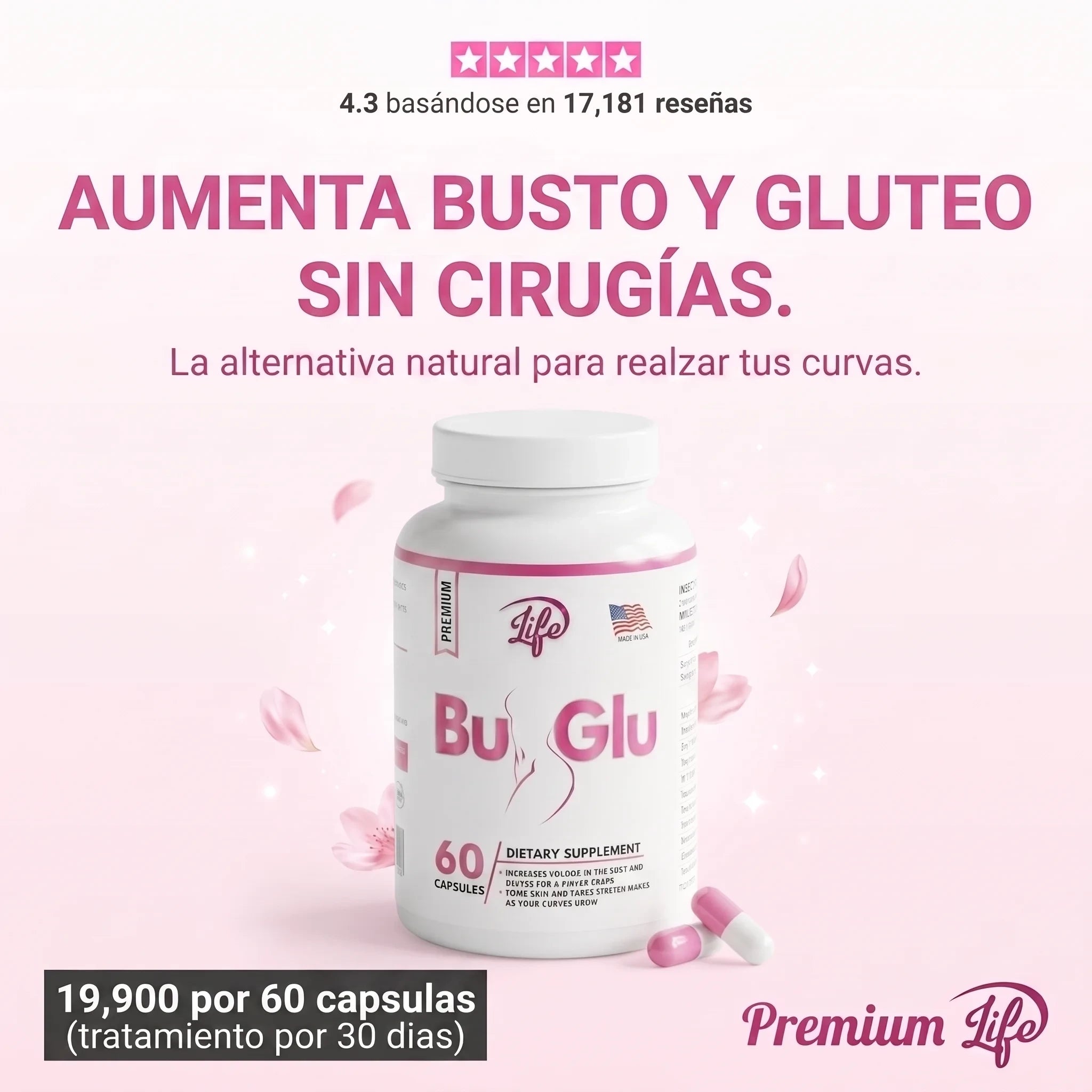 Bu-Glu™ · Cápsulas Naturales para Aumentar Busto y Glúteos