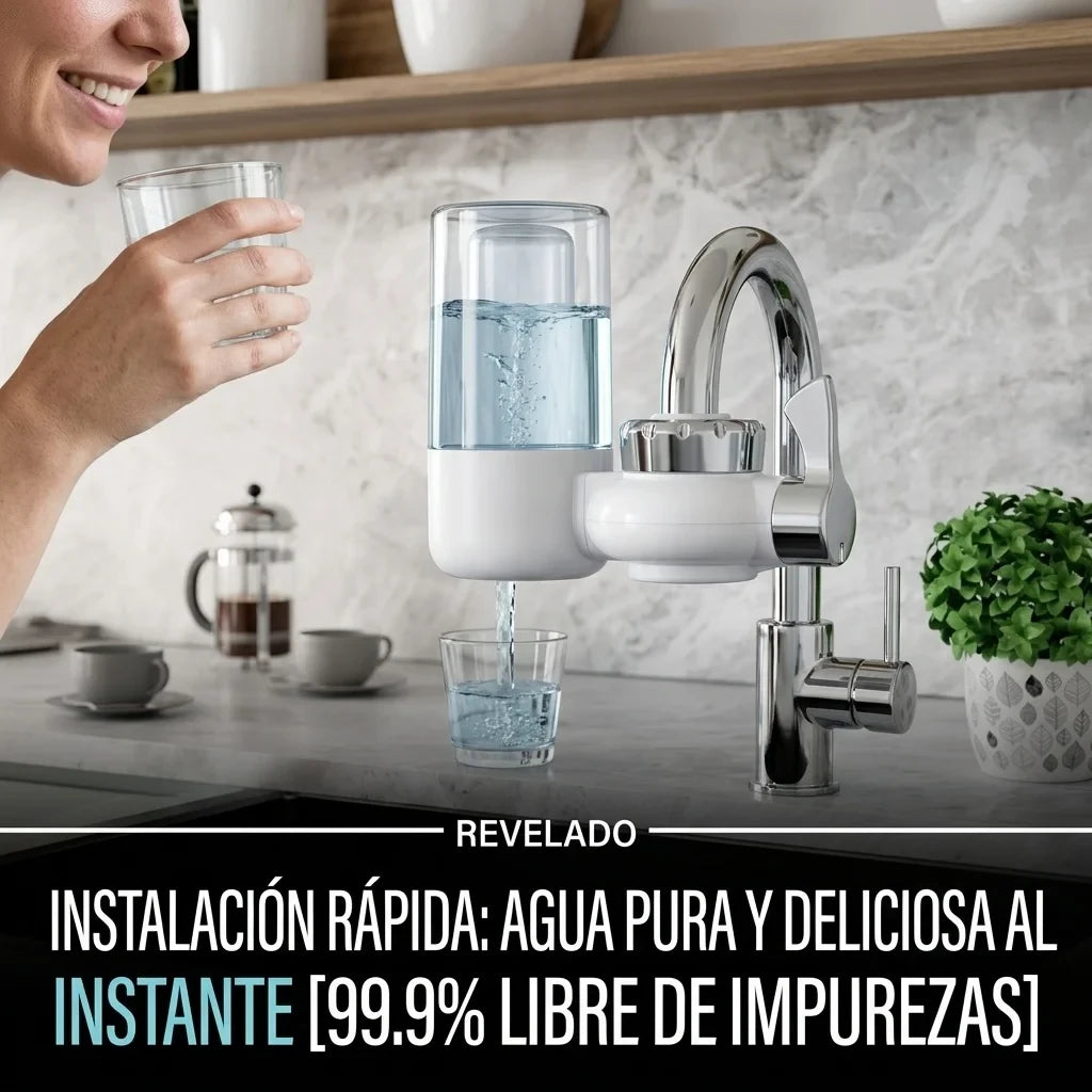 Filtro Purificador de Agua para Grifo · Agua Limpia en Segundos