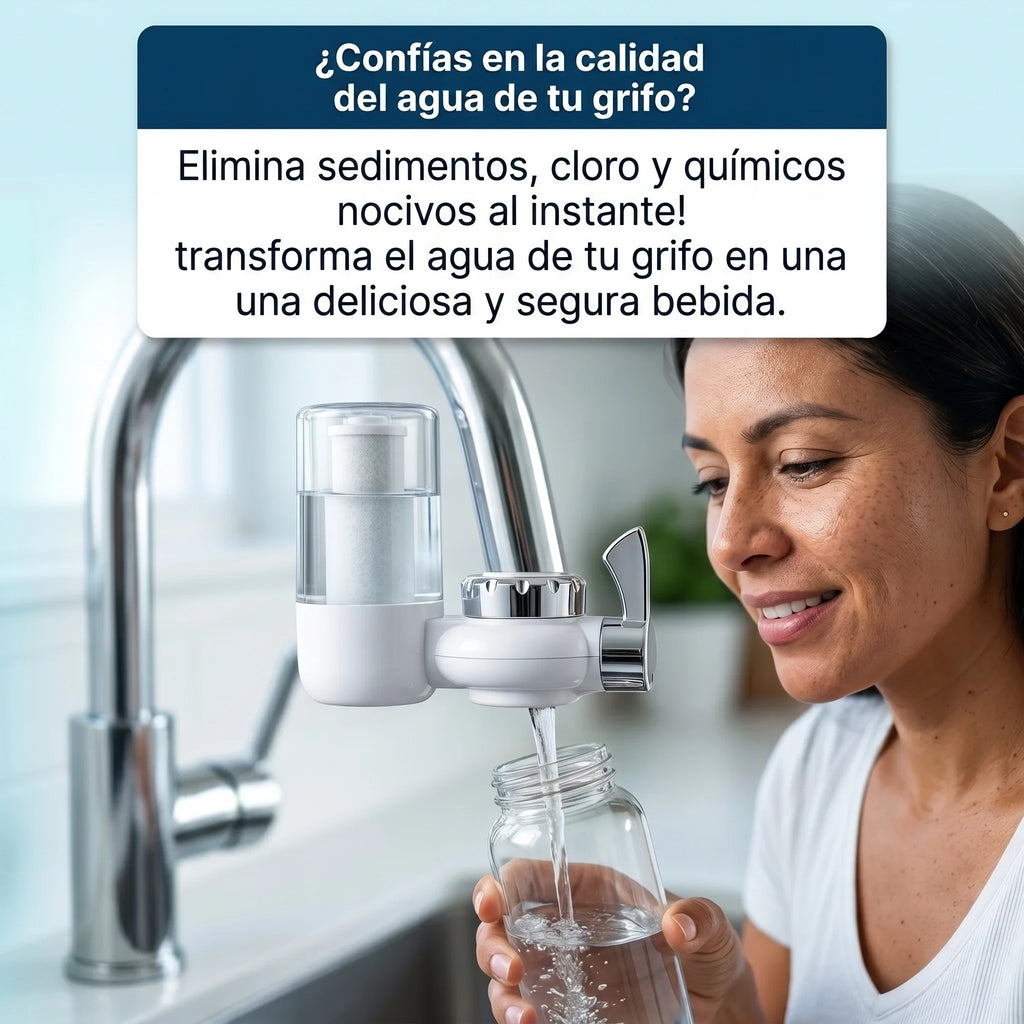 Filtro Purificador de Agua para Grifo · Agua Limpia en Segundos