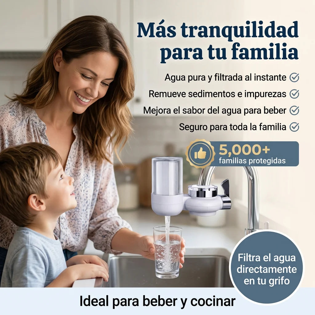 Filtro Purificador de Agua para Grifo · Agua Limpia en Segundos