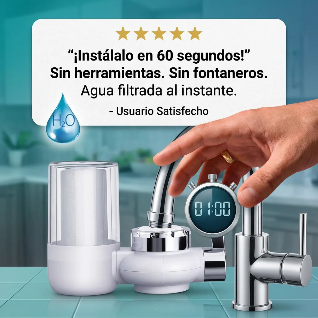 Filtro Purificador de Agua para Grifo · Agua Limpia en Segundos