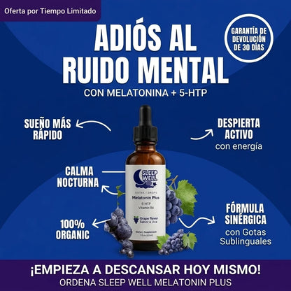 Adiós al ruido mental - Melatonina + 5-HTP. Sueño rápido, calma nocturna, despierta activo. Garantía 30 días. Costa Rica.